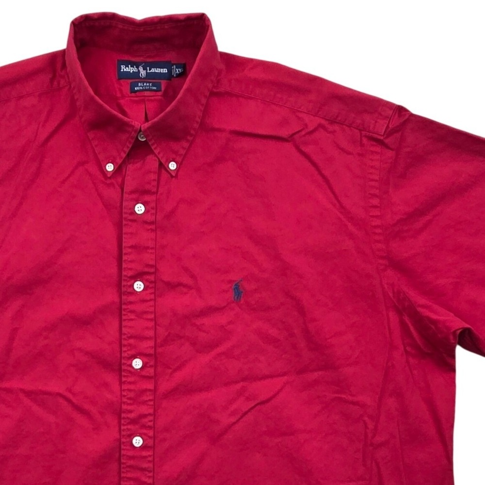 Ralph Lauren Blake Red Short Sleeve Button Down Cotton Shirt Pony Mens XXL